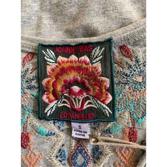 Johnny Was Tua Embroidered Knit Drape Top Grey‎ Size S - Picture 10 of 12